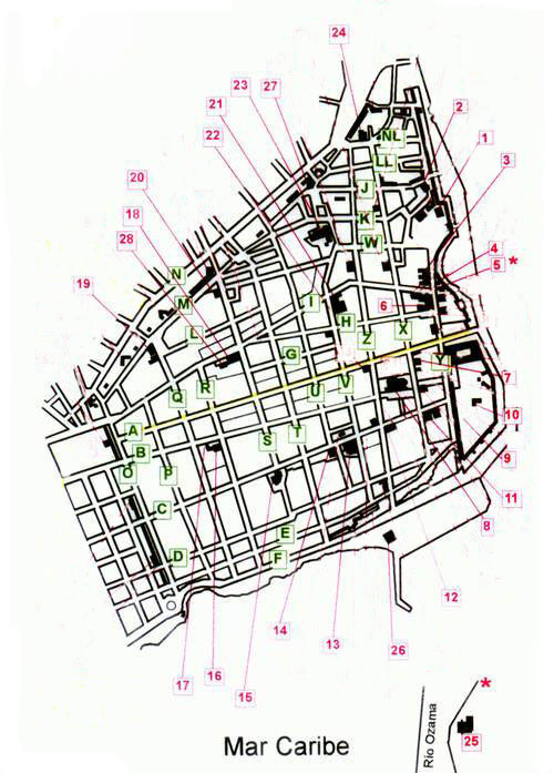 Mapa Monumentos Ciudad Colonial Republica Dominicana Santo Domingo